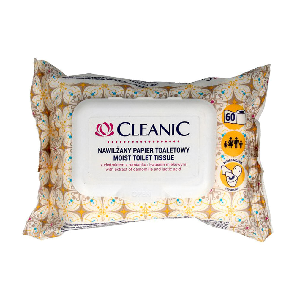 Вологий туалетний папір Cleanic 1-шаровий, 60 шт