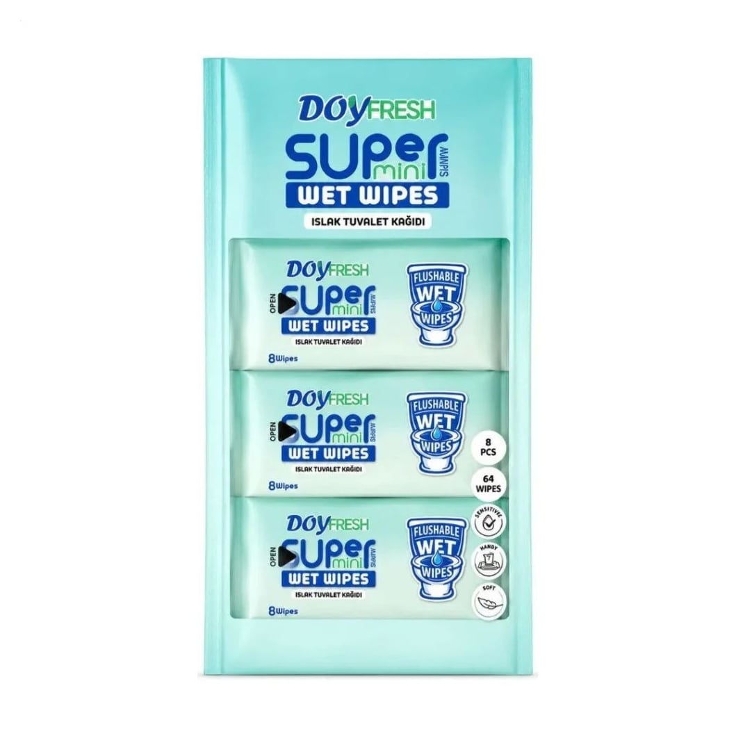 Вологий туалетний папір Doyfresh Super Mini Wet Wipes Біорозкладний, 8*8 шт